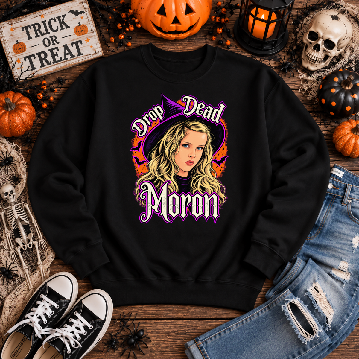 Drop Dead Moron - Unisex Crewneck Sweatshirt